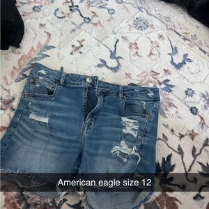 American Eagle Outfitters Women's Ripped Blue Denim Shorts